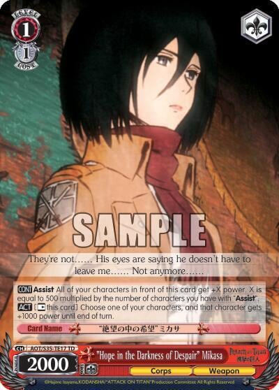 "Hope in the Darkness of Despair" Mikasa, Attack on Titan AOT/S35-TE17 TD