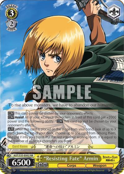 "Resisting Fate" Armin, Attack on Titan AOT/S35-E002 RR