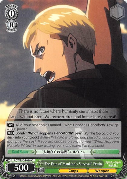 "The Fate of Mankind's Survival" Erwin, Attack on Titan Vol. 2 AOT/S50-E038 C