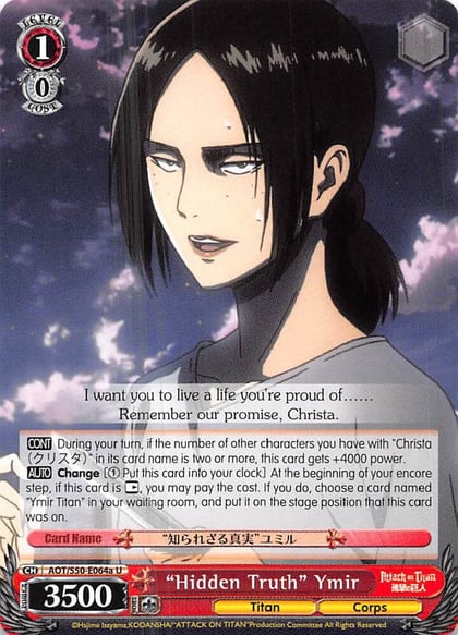 "Hidden Truth" Ymir (A), Attack on Titan Vol. 2 AOT/S50-E064a U