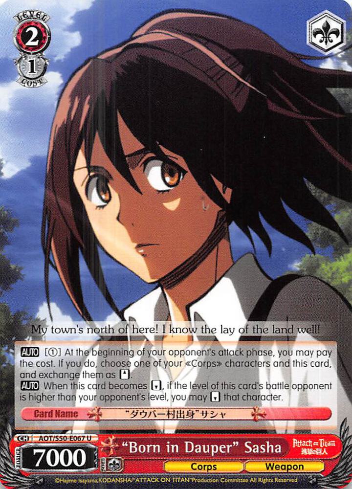 "Born in Dauper" Sasha, Attack on Titan Vol. 2 AOT/S50-E067 U