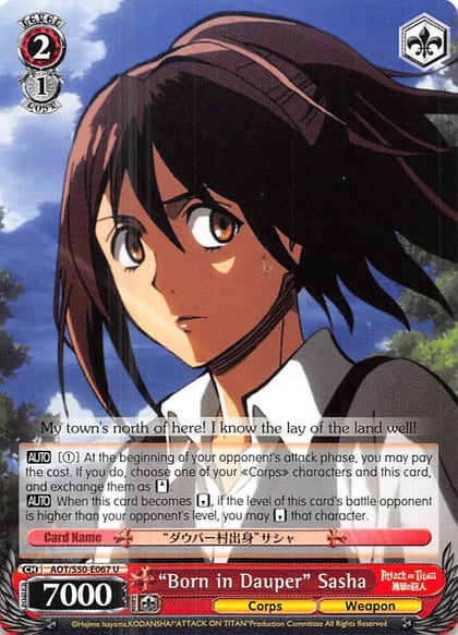 "Born in Dauper" Sasha, Attack on Titan Vol. 2 AOT/S50-E067 U