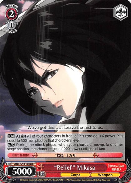 "Relief" Mikasa, Attack on Titan Vol. 2 AOT/S50-E078 C