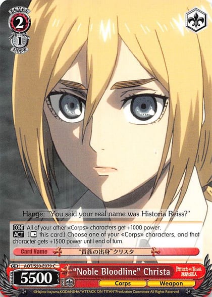 "Noble Bloodline" Christa, Attack on Titan Vol. 2 AOT/S50-E079 C