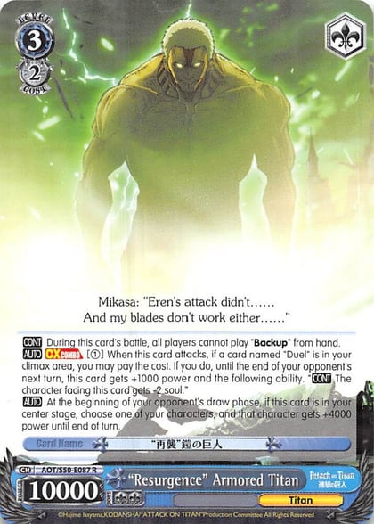 "Resurgence" Armored Titan, Attack on Titan Vol. 2 AOT/S50-E087 R