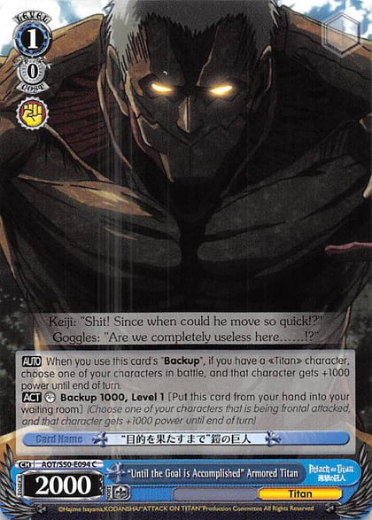 "Until the Goal is Accomplished" Armored Titan, Attack on Titan Vol. 2 AOT/S50-E094 C