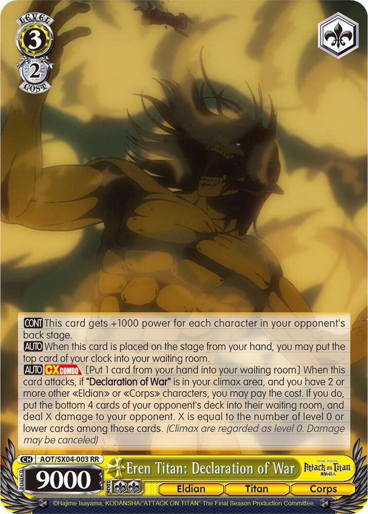 Eren Titan: Declaration of War, Attack On Titan: Final Season AOT/SX04-003 RR