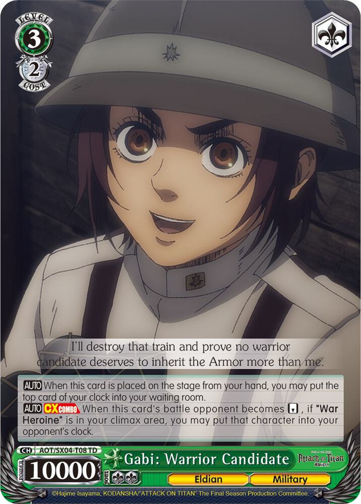 Gabi: Warrior Candidate, Attack On Titan: Final Season AOT/SX04-T08 TD
