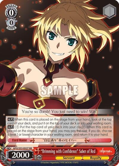 "Brimming with Confidence" Saber of Red, Fate/Apocrypha APO/S53-E027 RR