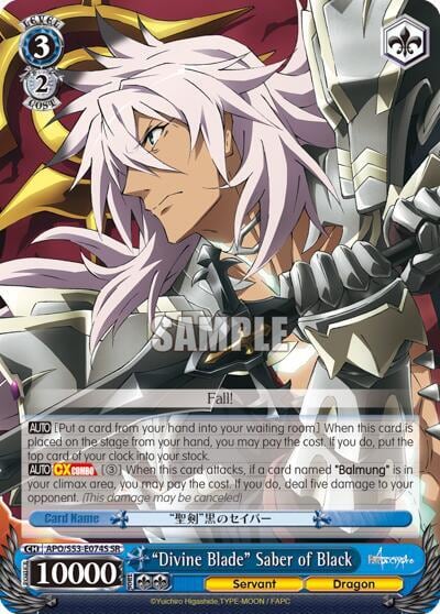 "Divine Blade" Saber of Black (SR), Fate/Apocrypha APO/S53-E074S SR