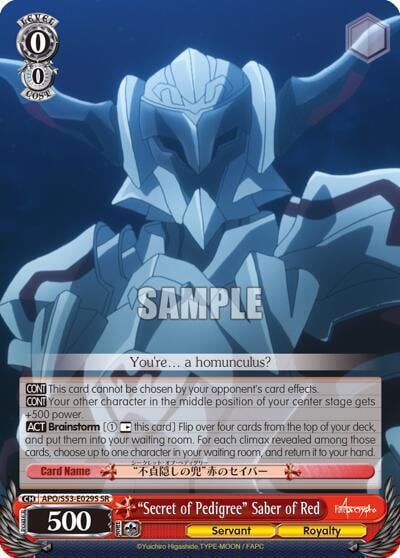 "Secret of Pedigree" Saber of Red (SR), Fate/Apocrypha APO/S53-E029S SR