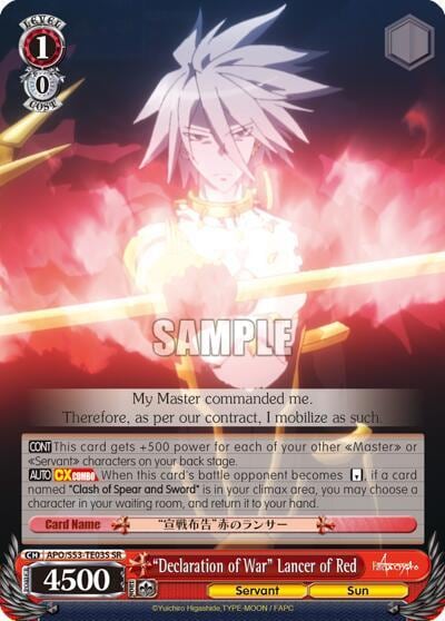 "Declaration of War" Lancer of Red (SR), Fate/Apocrypha APO/S53-TE03S SR