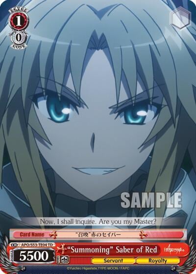 "Summoning" Saber of Red, Fate/Apocrypha APO/S53-TE04 TD