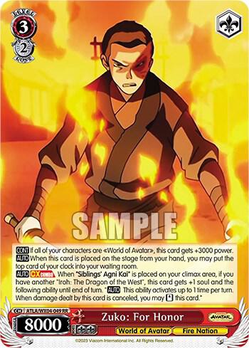 Zuko: For Honor, Avatar: The Last Airbender ATLA/WX04-049 RR