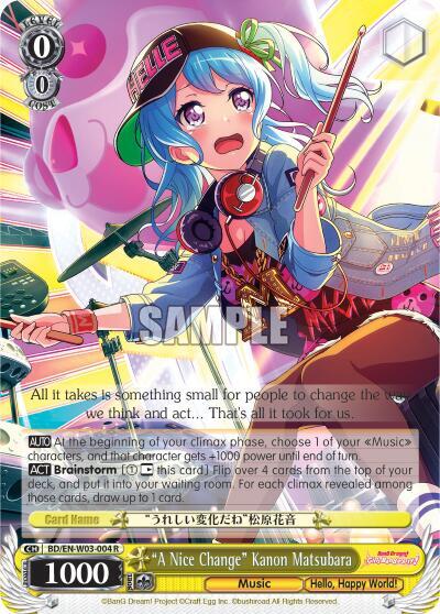 "A Nice Change" Kanon Matsubara, BanG Dream! Girls Band Party! MULTI LIVE BD/EN-W03-004 R