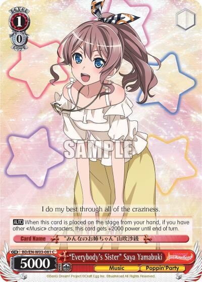 "Everybody's Sister" Saya Yamabuki, BanG Dream! Girls Band Party! MULTI LIVE BD/EN-W03-081 C