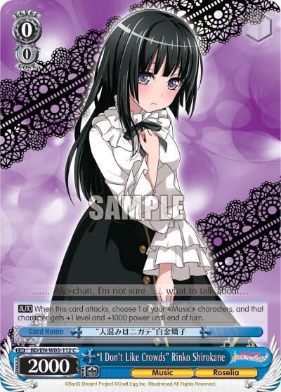 "I Don't Like Crowds" Rinko Shirokane, BanG Dream! Girls Band Party! MULTI LIVE BD/EN-W03-112 C
