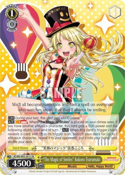 "The Magic of Smiles" Kokoro Tsurumaki (SR), BanG Dream! Girls Band Party! MULTI LIVE BD/EN-W03-001S SR