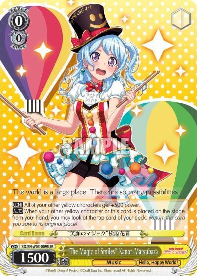 "The Magic of Smiles" Kanon Matsubara (SR), BanG Dream! Girls Band Party! MULTI LIVE BD/EN-W03-009S SR