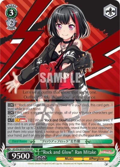 "Rock and Glow" Ran Mitake (HR), BanG Dream! Girls Band Party! MULTI LIVE BD/EN-W03-035H HR