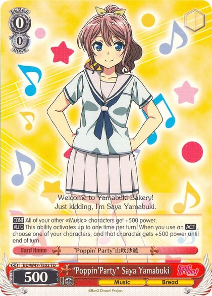 "Poppin'Party" Saya Yamabuki, BanG Dream! BD/W47-TE02 TD