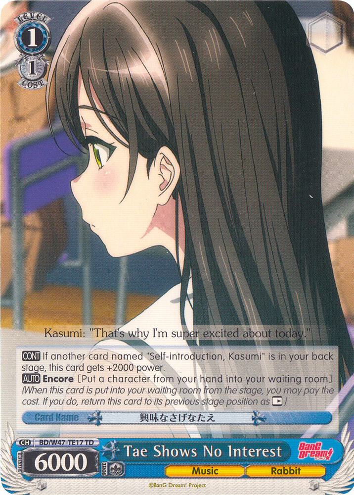 Tae Shows No Interest, BanG Dream! BD/W47-TE17 TD