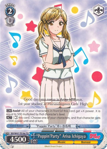 "Poppin'Party" Arisa Ichigaya (A), BanG Dream! BD/W47-TE18a TD