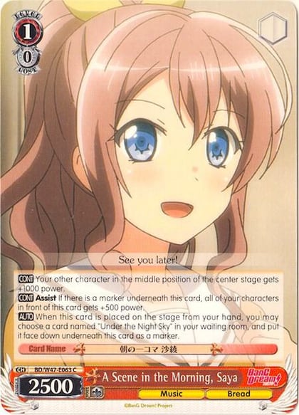 A Scene in the Morning, Saya, BanG Dream! BD/W47-E063 C