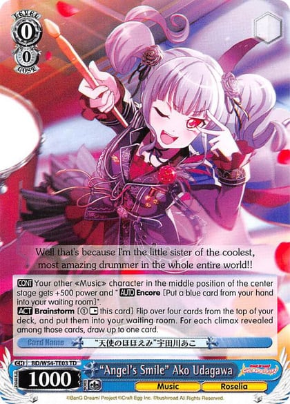 "Angel's Smile" Ako Udagawa, BanG Dream! Girls Band Party! BD/W54-TE03 TD
