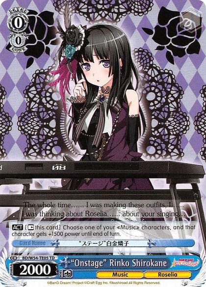 "Onstage" Rinko Shirokane, BanG Dream! Girls Band Party! BD/W54-TE05 TD