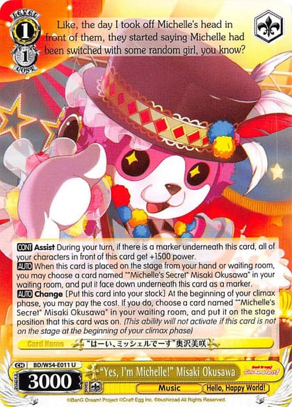 "Yes, I'm Michelle!" Misaki Okusawa, BanG Dream! Girls Band Party! BD/W54-E011 U
