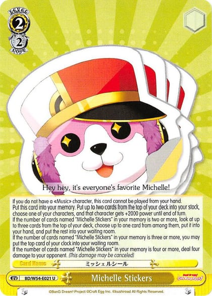 Michelle Stickers, BanG Dream! Girls Band Party! BD/W54-E021 U