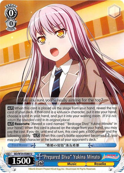 "Prepared Diva" Yukina Minato, BanG Dream! Girls Band Party! BD/W54-E080 U