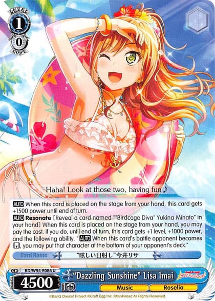 "Dazzling Sunshine" Lisa Imai, BanG Dream! Girls Band Party! BD/W54-E086 U
