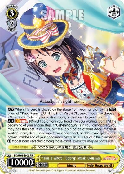 "This Is Where I Belong" Misaki Okusawa, BanG Dream! Girls Band Party! Vol.2 BD/W63-E003 RR
