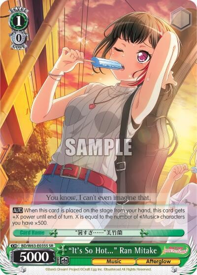 "It's So Hot..." Ran Mitake (SR), BanG Dream! Girls Band Party! Vol.2 BD/W63-E035S SR