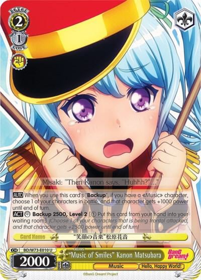 "Music of Smiles" Kanon Matsubara, BanG Dream! Vol.2 BD/W73-E010 U