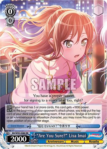 "Are You Sure?" Lisa Imai, BanG Dream! Girls Band Party! 5th Anniversary BD/W95-E080 RR