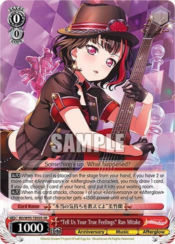 "Tell Us Your True Feelings" Ran Mitake (SR), BanG Dream! Girls Band Party! 5th Anniversary BD/W95-TE03S SR