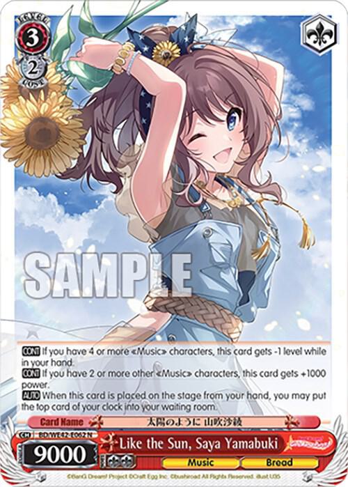 Like the Sun, Saya Yamabuki, BanG Dream! Girls Band Party! Countdown Collection Premium Booster BD/WE42-E062 N