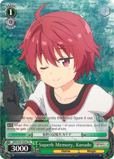 Superb Memory, Kanade, BOFURI: I Don't Want to Get Hurt, so I'll Max Out My Defense BFR/S78-TE04 TD