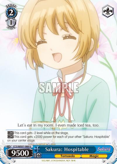 Sakura: Hospitable, Cardcaptor Sakura: Clear Card CCS/WX01-088 U