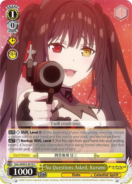 No Questions Asked, Kurumi (Parallel Foil), Date A Bullet DAL/WE33-E018 C