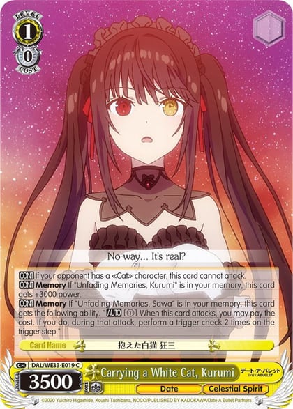 Carrying a White Cat, Kurumi (Parallel Foil), Date A Bullet DAL/WE33-E019 C
