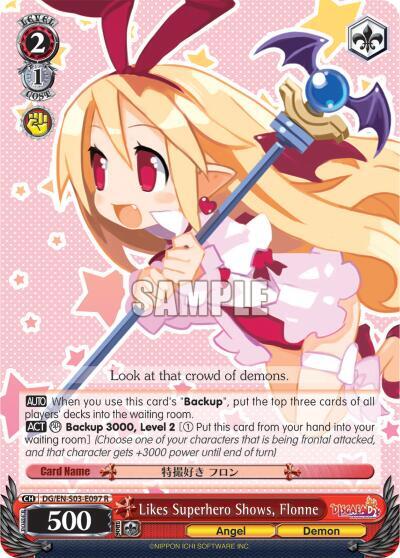 Likes Superhero Shows, Flonne, Disgaea DG/EN-S03-E097 R