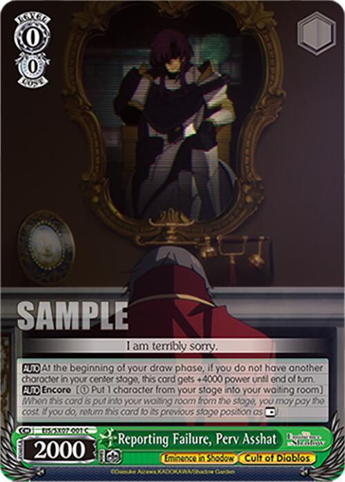 Reporting Failure, Perv Asshat, The Eminence in Shadow EIS/SX07-001