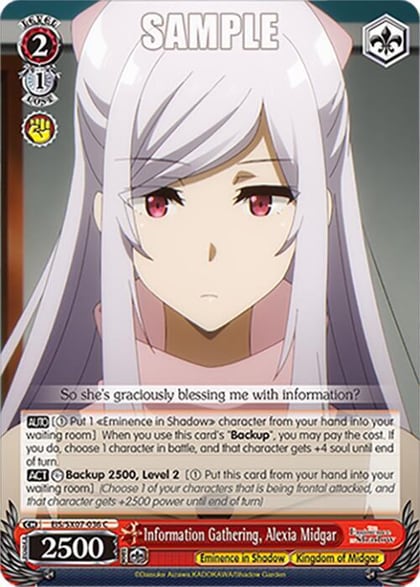 Information Gathering, Alexia Midgar, The Eminence in Shadow EIS/SX07-036