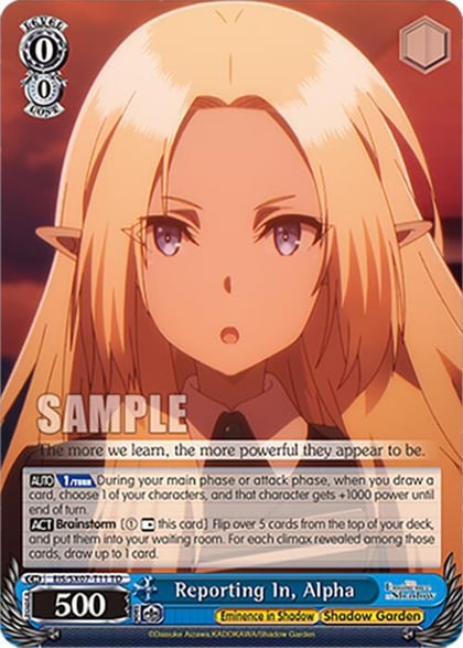 Reporting In, Alpha, The Eminence in Shadow EIS/SX07-T11