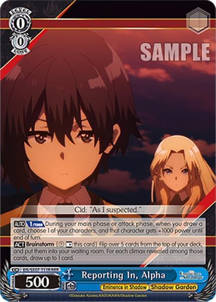 Reporting In, Alpha (RRR), The Eminence in Shadow EIS/SX07-T11R