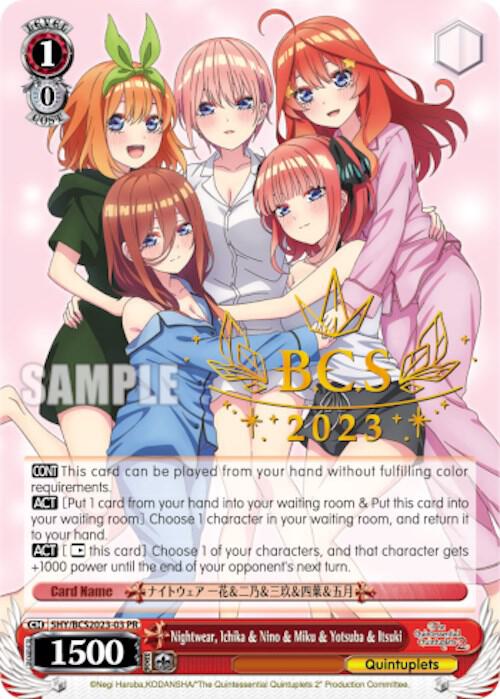 Nightwear, Ichika & Nino & Miku & Yotsuba & Itsuki (BCS 2023), Bushiroad Event Cards BCS2023-03 PR
